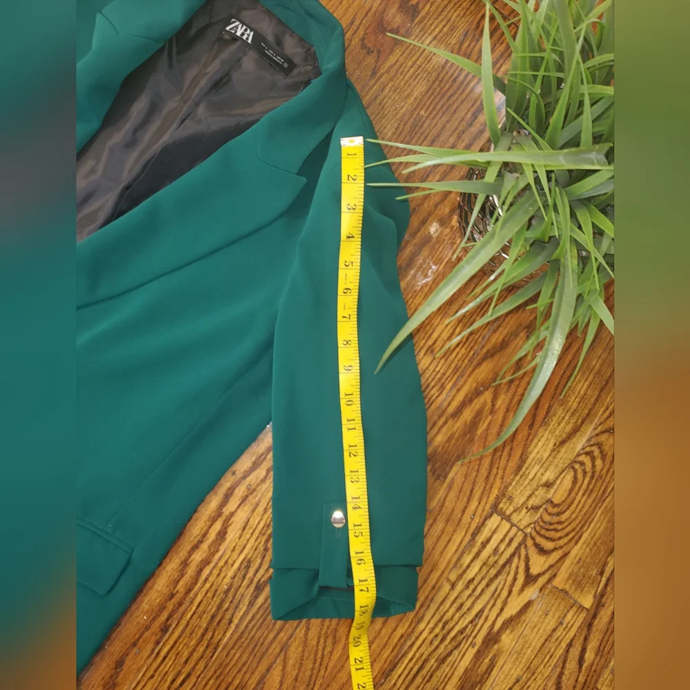 Zara Women's Green Blazer 3/4 Sleeve Size L - Picture 11 of 11